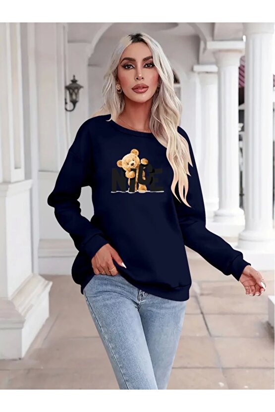 Kadın Uzun Kollu Bisiklet Yaka Viskon Iki Iplik Bluz