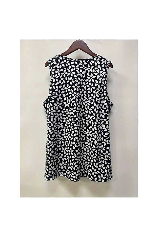 Çiçek Desenli Kadın V Yakalı Salaş Bluz