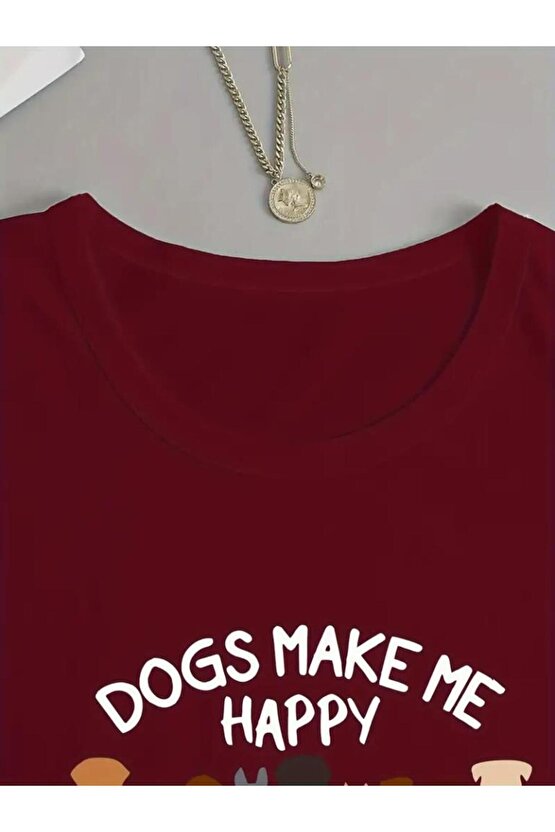 Kadın Uzun Kollu Bisiklet Yaka Köpek Resimli Viskon Bluz