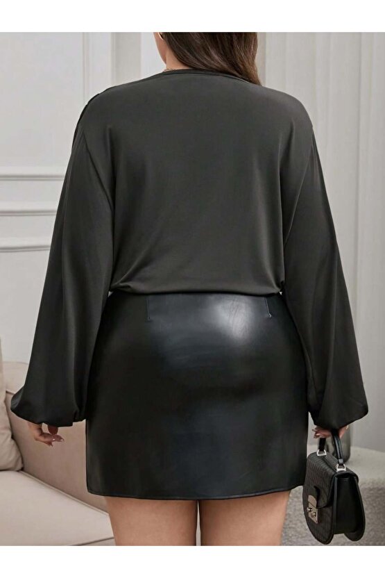 Kadın Kruvaze Yaka Büyük Beden Sandy Bluz