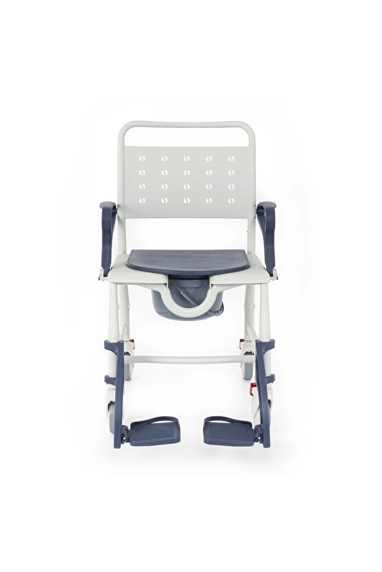 Banyo ve Tuvalet Sandalyesi Lacivert | Plastik Gövde, Lazımlıklı, Frenli Teker DM-8088A