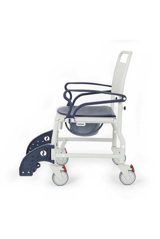 Banyo ve Tuvalet Sandalyesi Lacivert | Plastik Gövde, Lazımlıklı, Frenli Teker DM-8088A