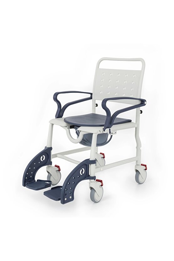 Banyo ve Tuvalet Sandalyesi Lacivert | Plastik Gövde, Lazımlıklı, Frenli Teker DM-8088A