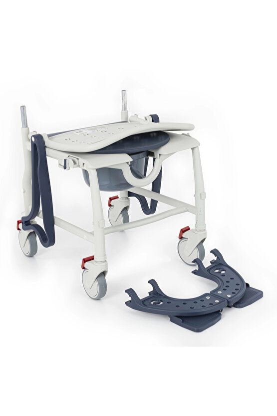 Banyo ve Tuvalet Sandalyesi Lacivert | Plastik Gövde, Lazımlıklı, Frenli Teker DM-8088A