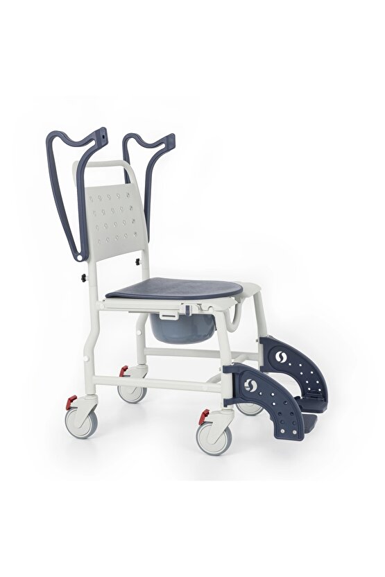 Banyo ve Tuvalet Sandalyesi Lacivert | Plastik Gövde, Lazımlıklı, Frenli Teker DM-8088A