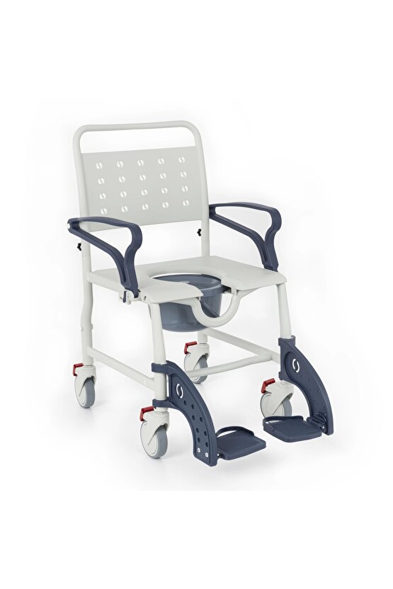 Banyo ve Tuvalet Sandalyesi Lacivert | Plastik Gövde, Lazımlıklı, Frenli Teker DM-8088A