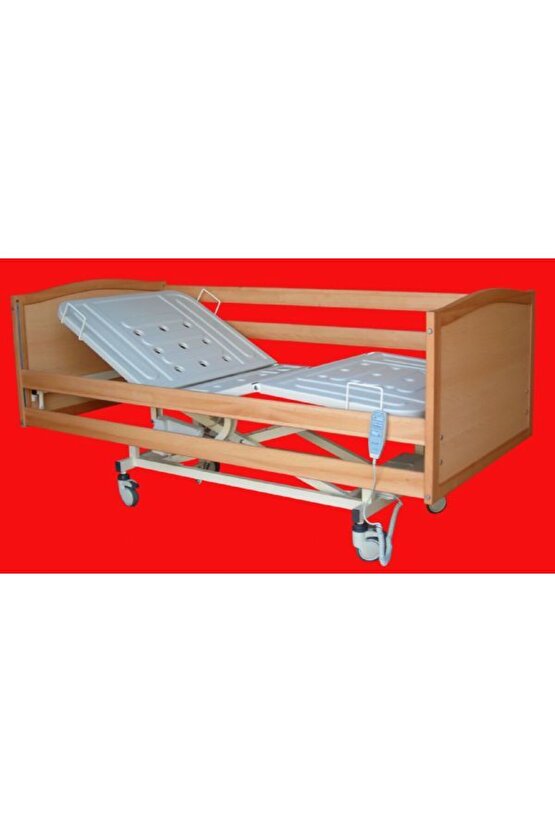Ahşap Hasta Yatağı Elektrikli Hasta Karyolası Ahşap 3 Motorlu