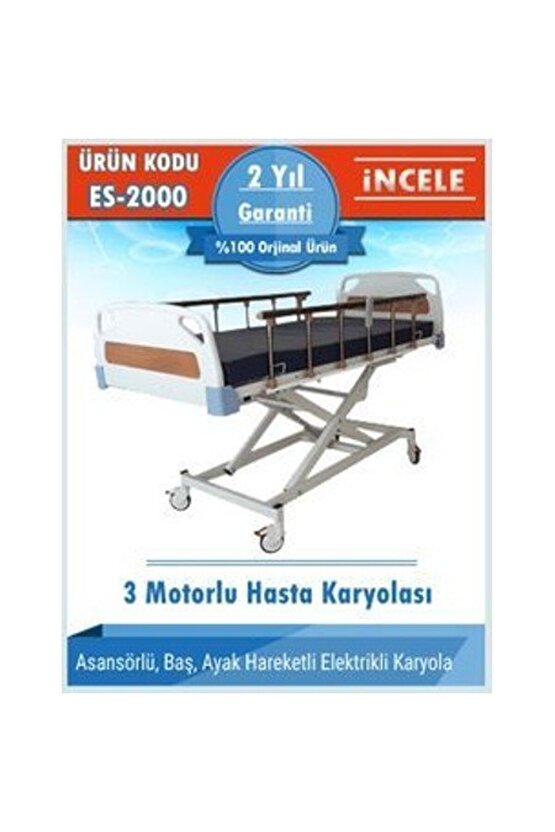 3 Motorlu Hasta Yatağı Full Abs Kaplama Hasta Yatağı