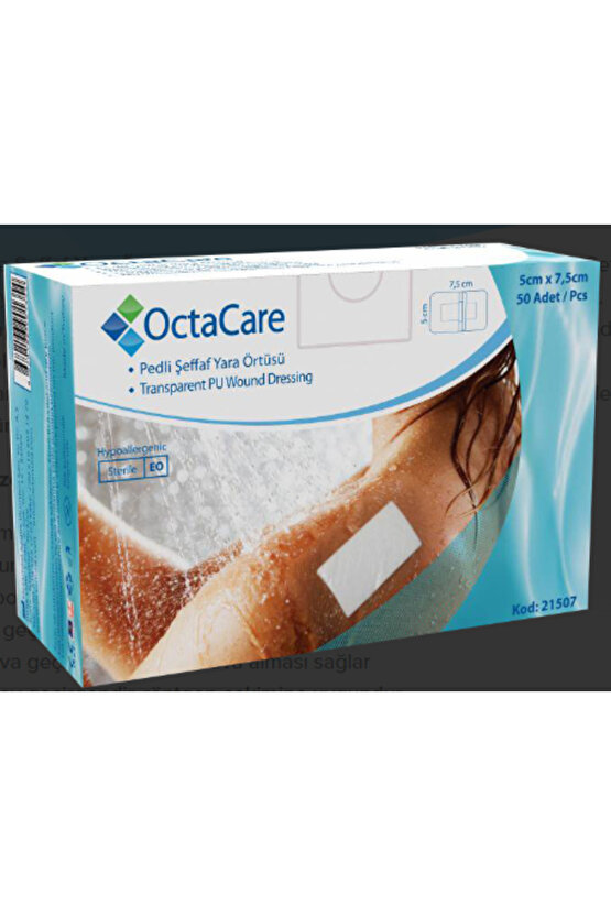 OctaCare Şeffaf Yara Örtüsü 5 cm x 7,5 cm 50 Adet