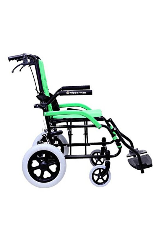 W 209 Refakatçi Frenli Katlanabilir Tekerlekli Sandalye Yeşil Renkli