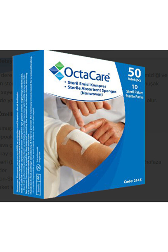 OctaCare Steril Emici Kompres (Non-Wowen) 7,5cm x 7,5cm 50 Adet