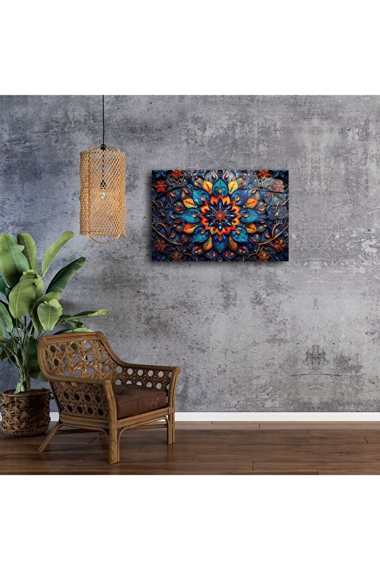 Mandala Çiçek Vitray Sanat Paneli