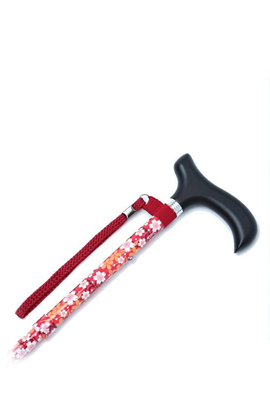 MF606 Katlanır Baston B044-8231 Kırmızı Çiçekli