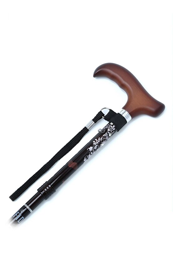 606SAW Taşlı Katlanır Baston 9032-4 Siyah Desenli