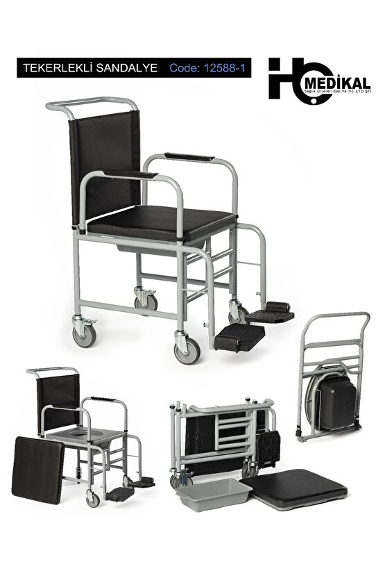 Seyyar Katlanabilir Hasta Yaşlı Tuvalet Sandalyesi Klozetli Wc Li Oturak