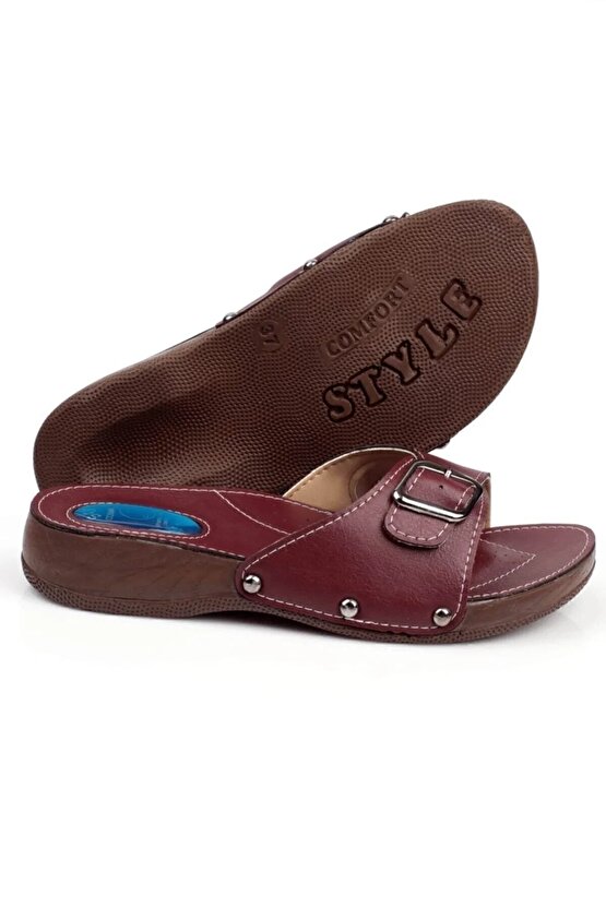 Kadın Bordo Ortopedik Halluks Ve Topuk Dikeni Terliği Kemik Çıkıntısı Terliği