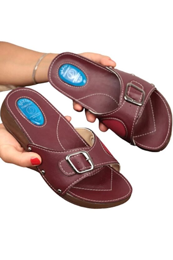 Kadın Bordo Ortopedik Halluks Ve Topuk Dikeni Terliği Kemik Çıkıntısı Terliği