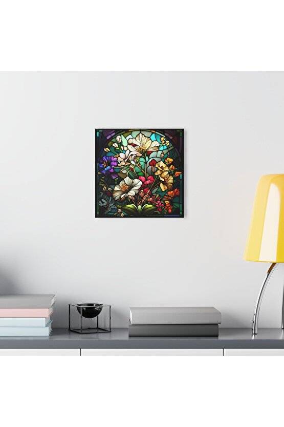Renkli Çiçekler Cam Tablo Duvar Dekoru