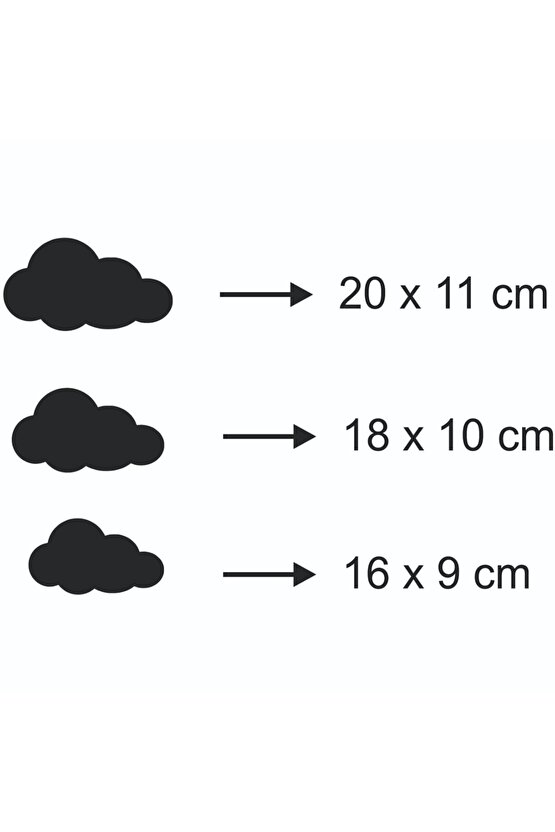 Üç Farklı Ebatta Siyah Bulut Duvar Dekoru Zenginleştirici
