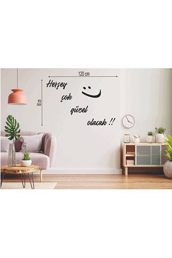 120*80 Cm Her Şey Çok Güzel Olacak Ahşap Duvar Yazısı