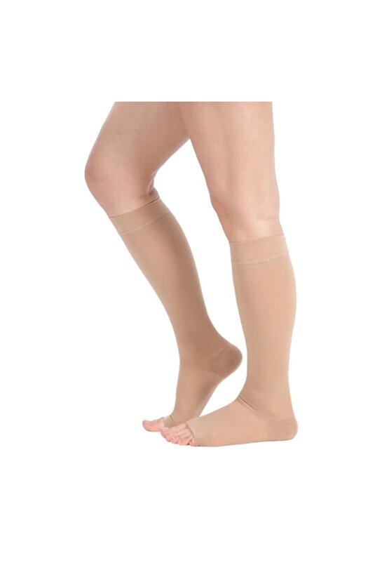 Ccl2 Diz Altı Burnu Açık Çorap Siyah