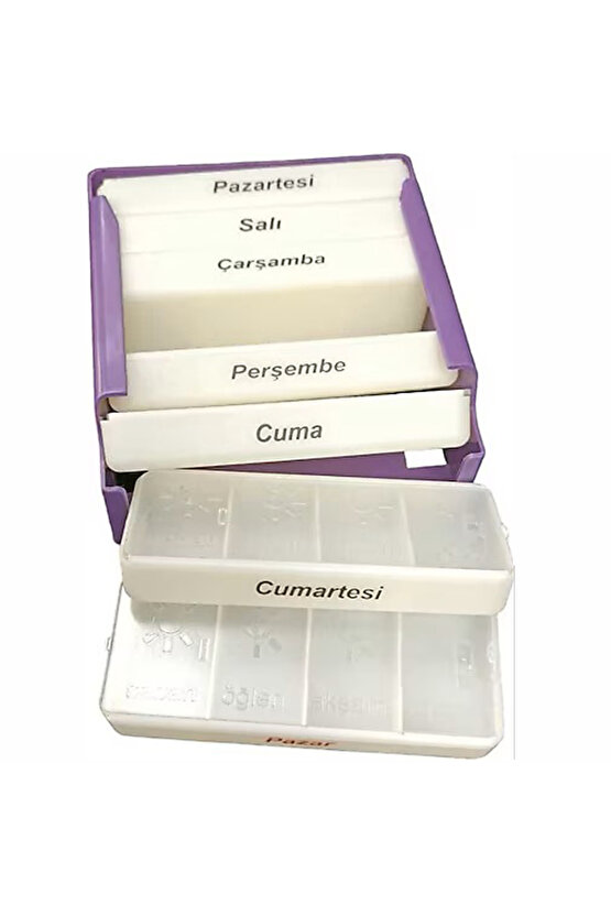 Günlük Haftalık İlaç Saklama Kutusu 7 Günlük İlaç Saklama Kabı Çekmeceli