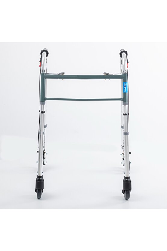 Kf8220l-5 Alüminyum 4 Tekerlekli Walker Yürüteç Büyük Tekerli Frenli Hasta Yürüteci Tekerli