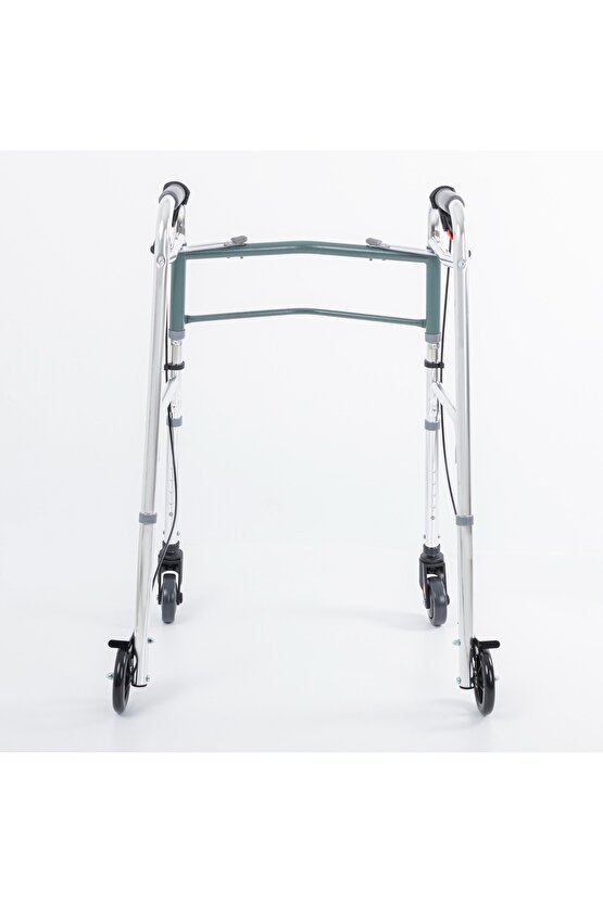 Kf8220l-5 Alüminyum 4 Tekerlekli Walker Yürüteç Büyük Tekerli Frenli Hasta Yürüteci Tekerli