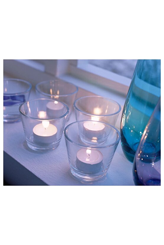 8li Set Tealight Mumluk Yükseklik: 6 Cm İkea 8 Adet Cam Tealiht Mum Kabı Şeffaf