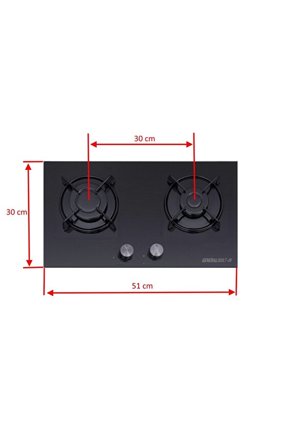 2li Siyah Cam Ankastre Ve Set Üstü Tüplü Geniş Ocak Caravan Uygun