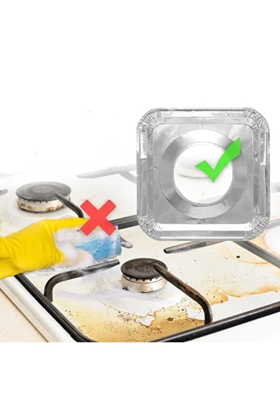 Kare Ocak Üstü Yağ Koruyucu Alüminyum Levha 23*23 cm 10 Adet