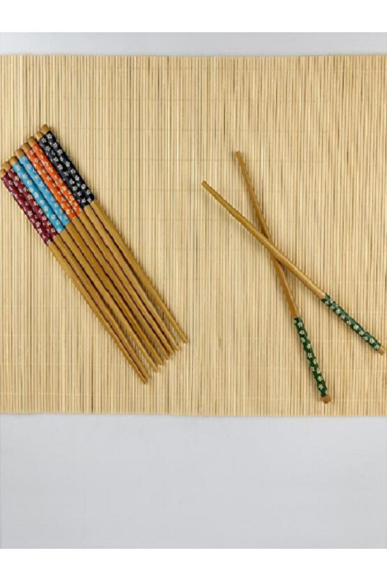 BAMBU KORE ÇİN YEMEK ÇUBUĞU ÇÖPSTİCK DESENLİ 5 Lİ