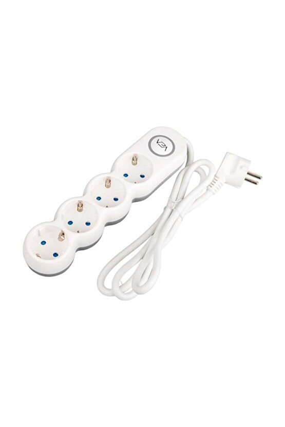 Vea VE-2S4S 4 Lü 1.5 Metre Kablolu Anahtarlı Çocuk Korumalı Emniyet Kapaklı Düğmeli Grup Priz Fiş