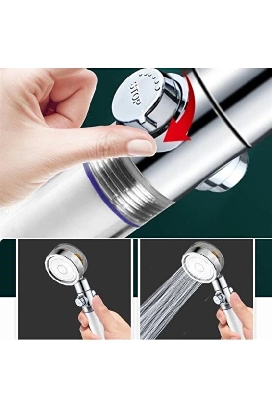 Buffer® Turbo Pervaneli Ve Filtreli Su Tasarruflu 360 Derece Dönebilen Tazyikli Duş Başlığı