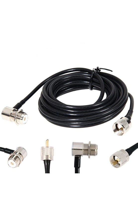 4.4 mt Rg-58 Cb Halk Bandı Amatör Telsiz Araç Anteni Montaj Kablosu Kablo Uhf Pipo Konnektör