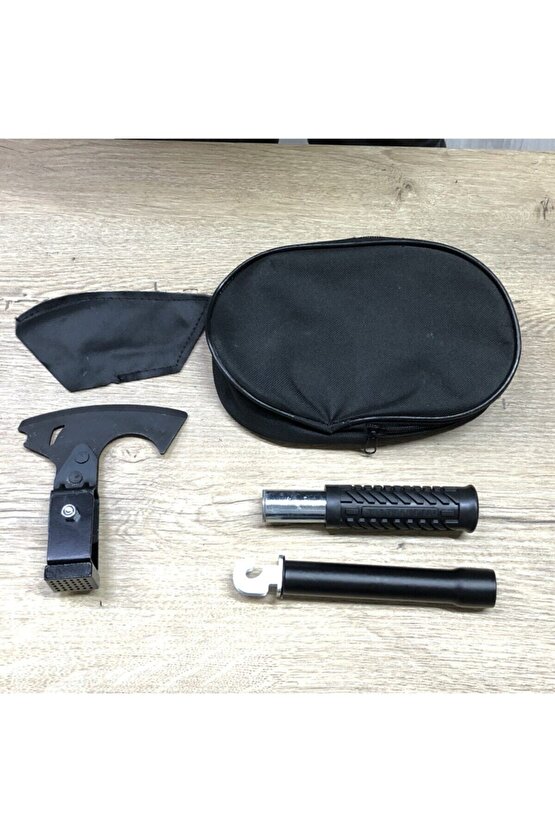 Portatif Pratik Sökülebilir Paslanmaz Çelik Kesici Balta Çekiç Ve Siyah Taşıma Çantası