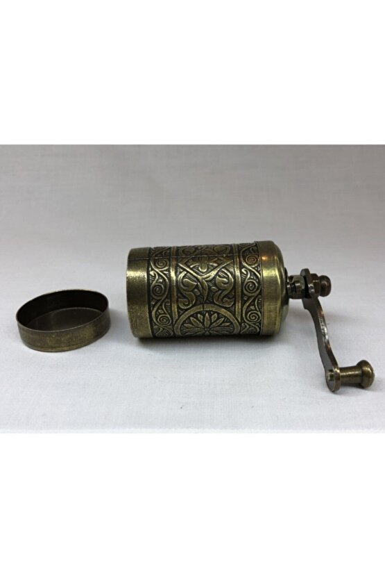 Eskitme Antik Pirinç Renkli Osmanlı Motifli Otantik  El Yapımı Pirinç Karabiber Öğütücü