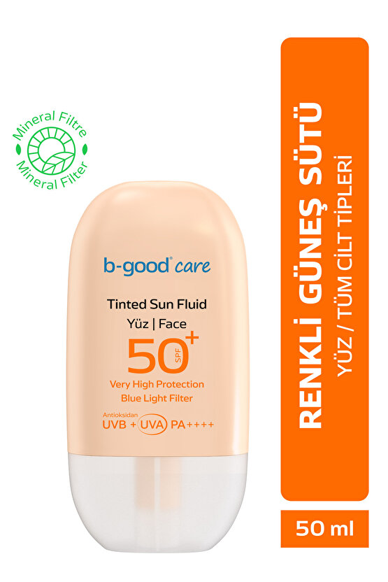 Yetişkin Tinted Güneş Kremi Renk Tonu Eşitleyici SPF 50+ Yüz için 50 ml