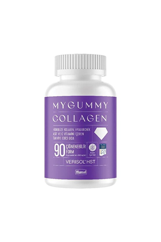Mygummy Collagen Hidrolize Kolajen, Hyaluronik Asit ve C vitamin İçeren Takviye Edici Gıda 90 Çiğnen