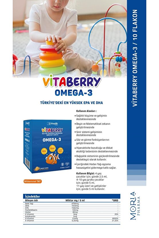 OMEGA-3 BALIK YAĞI PORTAKAL AROMALI FLAKON 10LU