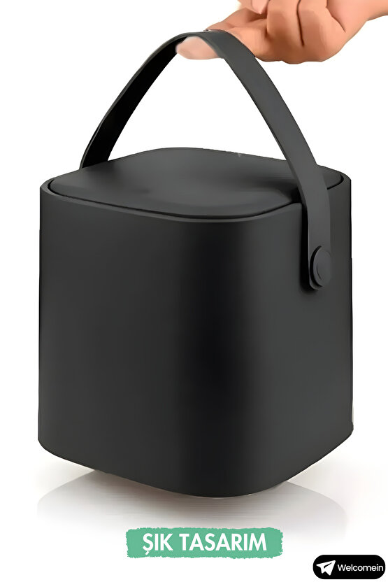 4 Litre Sihirli Çöp Kovası Tutma Saplı İç Kovalı Tezgah Üstü Mutfak Banyo Ofis Çöp Kovası