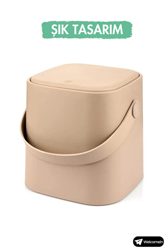 4 Litre Sihirli Çöp Kovası Tutma Saplı İç Kovalı Tezgah Üstü Mutfak Banyo Ofis Çöp Kovası