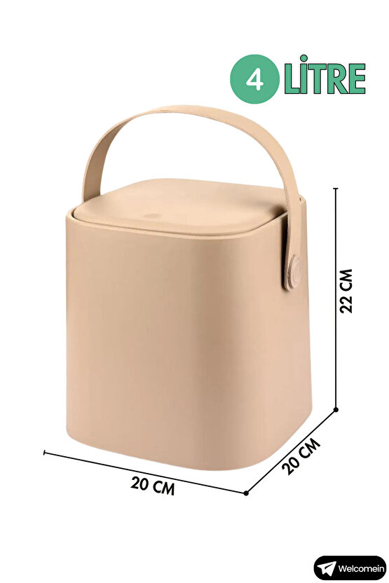 4 Litre Sihirli Çöp Kovası Tutma Saplı İç Kovalı Tezgah Üstü Mutfak Banyo Ofis Çöp Kovası