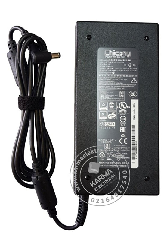 Asus uyumlu N580V, N580VD, N580VD-FI391 Notebook Adaptörü, Şarj Aleti Cihazı 180W (Orjinal Üretici)