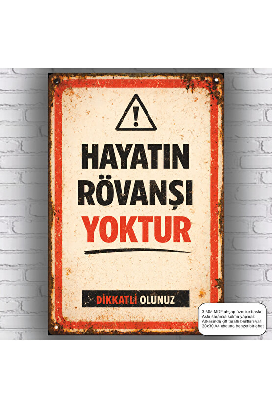 hayatın rövanbşı yoktur ilham cesaret verici motivasyon sözleri duvar yazıları retro ahşap poster