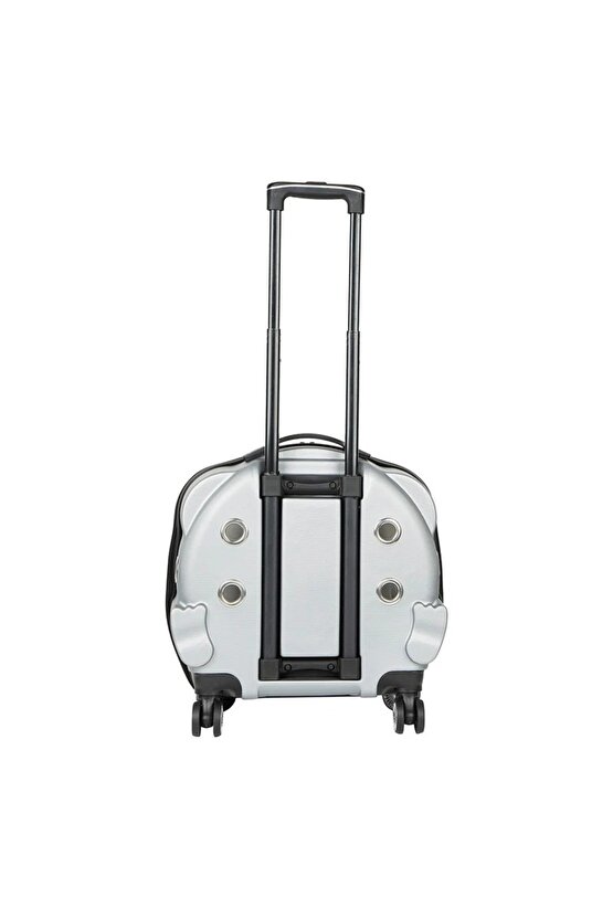 Şeffaf Tekerlekli Kedi Köpek Taşıma Valizi Çekçekli Büyük Model Açık Gri