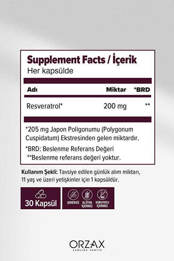 Resveratrol 200 mg 30 Kapsül