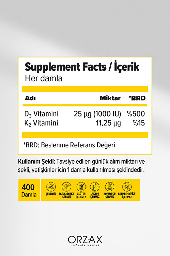 Orzax D3K2 20ml Damla