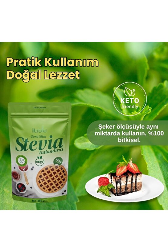 Zero Slim Stevia 400 G Toz Tatlandırıcı  Ketojenik  Sıfır Kalori 