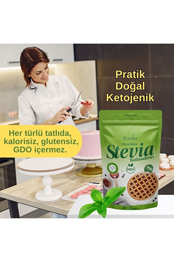 Zero Slim Stevia 400 G Toz Tatlandırıcı  Ketojenik  Sıfır Kalori 